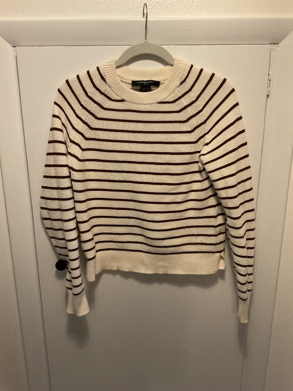 French Connection Brown and Cream Stripe, Size Small, 100% Cotton